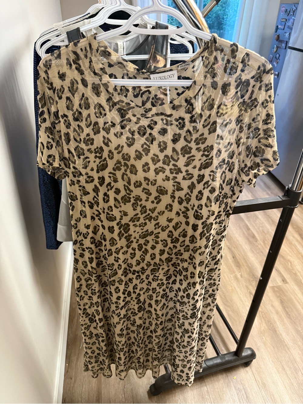 Luxology Beige and Black Leopard Midi Dress